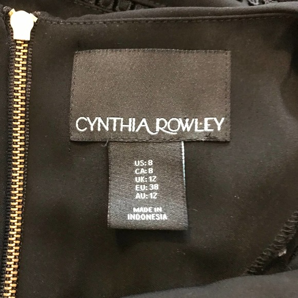 Cynthia Rowley Black Dress with Lace and Fringe Detail at Hem, Size 8 - Picture 4 of 5